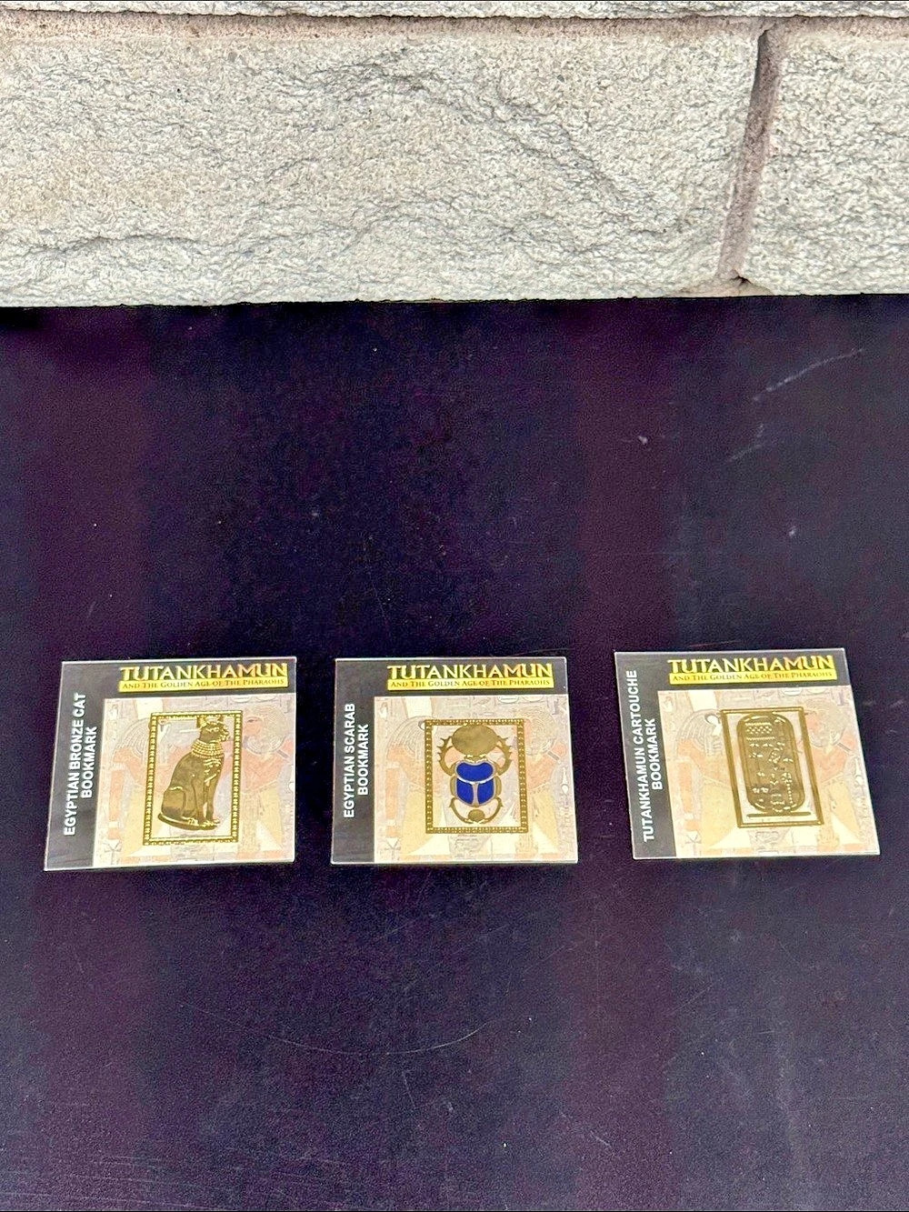 Vintage 2005 Tutankhamun Bookmark Set Egyptian Gold & Black NWT